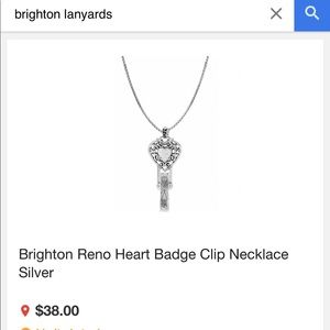 Brighton Reno Heart Badge Clip Necklace Silver